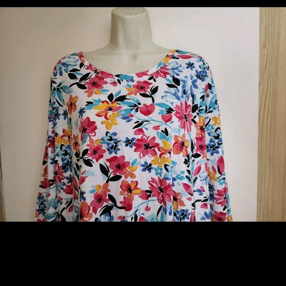 Woman Within Multicolor Floral Blouse - Picture 2 of 3